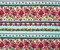 Teal-Red-Multi Poly Floral Stripe Print Liverpool Double Knit Fabric By the Yard